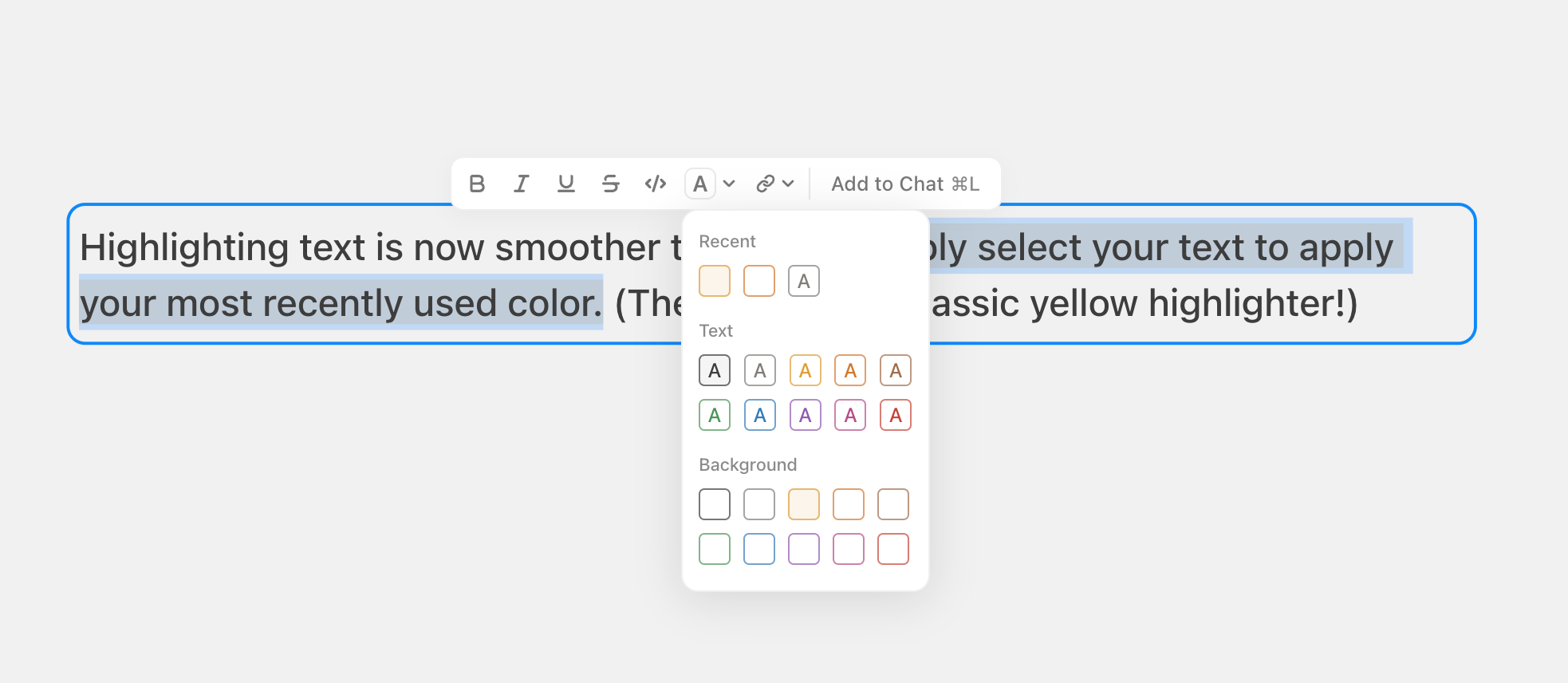 Recent Colors Shortcut